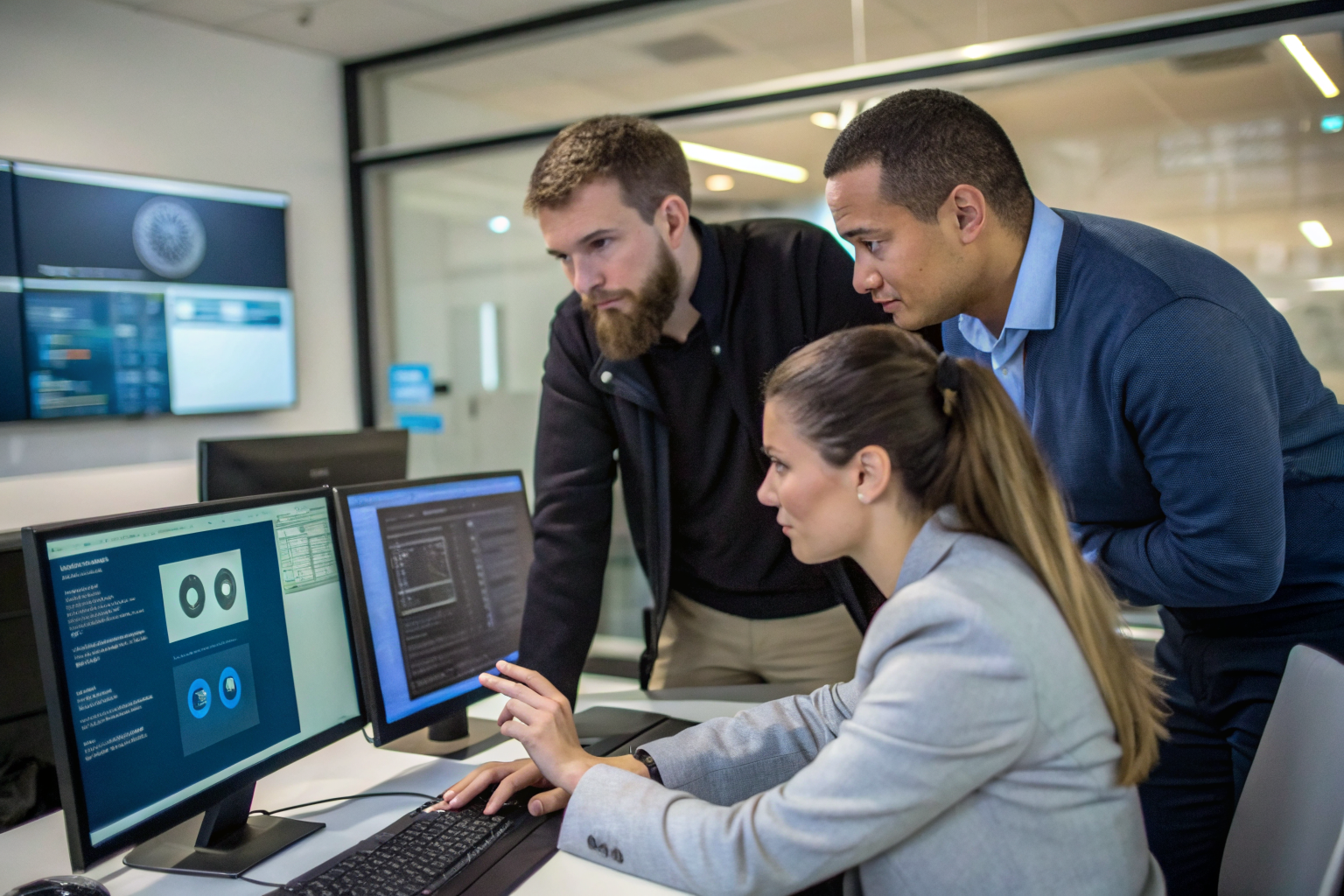 Team members managing accounts on a secure computer system